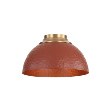 Golden 6950-FM MBS-RC - Golden Lighting Shepard 3-light Flush Mount in Modern Brass and Russet Clay shade